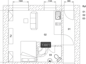 Pronájem bytu 1+kk, Brno - Královo Pole, Boženy Němcové, 25 m2