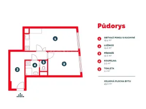 Pronájem bytu 2+kk, Praha - Vysočany, Sokolovská, 54 m2