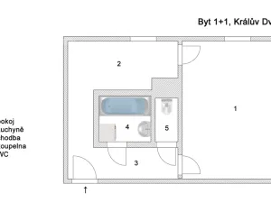 Pronájem bytu 1+1, Králův Dvůr - Počaply, Plzeňská, 37 m2