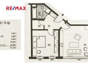 Pronájem bytu 2+kk, Praha - Vršovice, Ruská, 57 m2