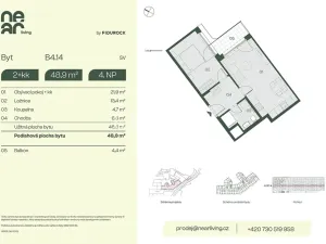 Prodej bytu 2+kk, Praha - Libeň, Na kopečku, 47 m2