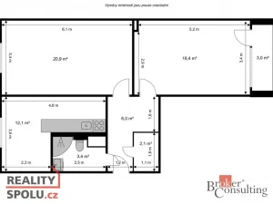 Pronájem bytu 2+1, Rychnov u Jablonce nad Nisou, nám. Míru, 64 m2