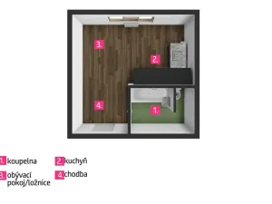 Pronájem bytu 1+kk, Jihlava, Okružní, 20 m2