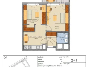 Prodej bytu 2+1, Praha - Hlubočepy, Baarové, 51 m2