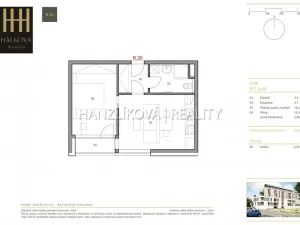Pronájem bytu 2+kk, České Budějovice, Hálkova, 40 m2