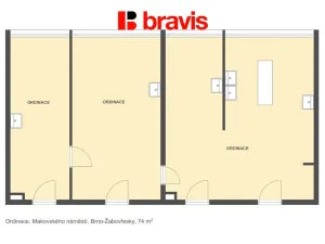 Pronájem ordinace, Brno - Žabovřesky, Makovského náměstí, 37 m2