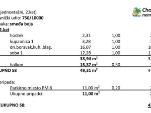 Prodej bytu 2+kk, Povljana, Chorvatsko, 44 m2