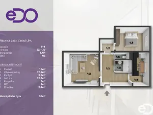 Prodej bytu 2+1, Česká Lípa, Střelnice, 56 m2