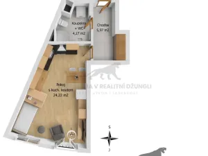 Prodej bytu 1+kk, Praha - Podolí, Dvorecká, 34 m2