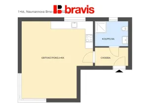 Pronájem bytu 1+kk, Brno - Pisárky, Neumannova, 32 m2