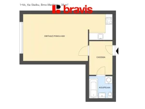 Pronájem bytu 1+kk, Brno, Ke Statku, 38 m2