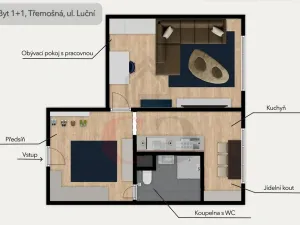 Pronájem bytu 1+1, Třemošná, Luční, 40 m2