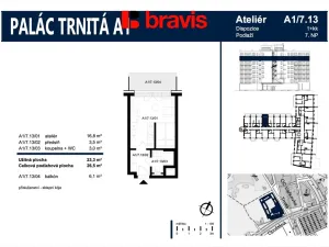 Pronájem bytu 1+kk, Brno - Trnitá, Trnitá, 27 m2