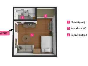Pronájem bytu 1+kk, Jaroslavice, Hrádecká, 20 m2