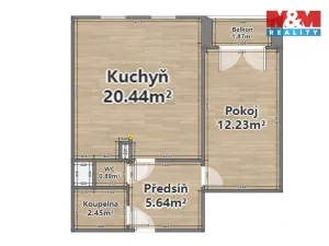 Prodej bytu 2+kk, Praha, Voskovcova, 42 m2