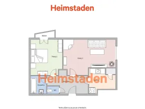 Pronájem bytu 2+1, Orlová - Poruba, Dělící, 49 m2