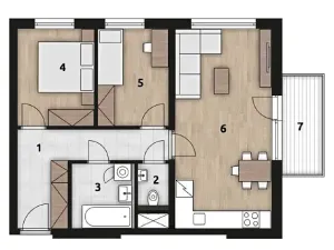 Pronájem bytu 3+kk, Praha - Hlubočepy, Fabiánové, 60 m2