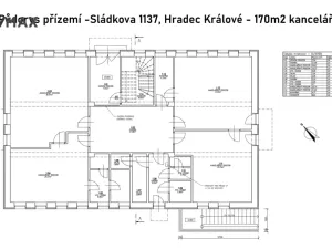 Pronájem kanceláře, Hradec Králové - Slezské Předměstí, Sládkova, 170 m2