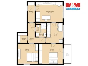 Prodej bytu 3+1, Jihlava, Královský vršek, 72 m2