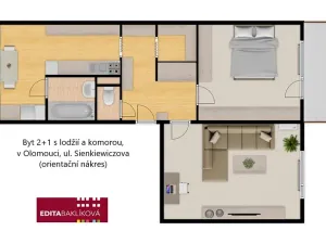 Prodej bytu 2+1, Olomouc, Sienkiewiczova, 52 m2