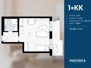 Pronájem bytu 1+kk, Praha - Vysočany, Fafkových, 33 m2