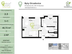 Prodej bytu 1+1, Skorkov - Otradovice, 43 m2