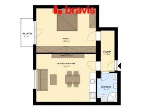 Pronájem bytu 2+kk, Brno - Královo Pole, Srbská, 60 m2