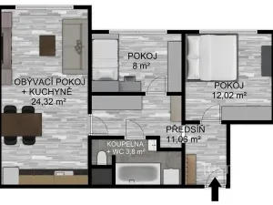 Prodej bytu 3+kk, Písek, K Háječku, 60 m2