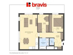 Pronájem bytu 3+kk, Brno, Bratislavská, 73 m2