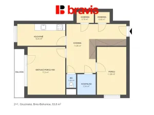 Pronájem bytu 2+1, Brno - Bohunice, Gruzínská, 54 m2