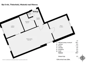 Pronájem bytu 3+kk, Hluboká nad Vltavou, Třeboňská, 57 m2
