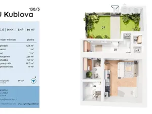 Prodej bytu 1+kk, Praha - Podolí, U Kublova, 39 m2