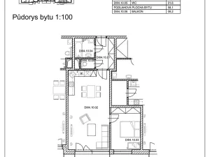 Pronájem bytu 2+kk, Pardubice, Pod Vinicí, 58 m2