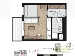 Prodej bytu 1+kk, Praha, Fabiánové, 31 m2