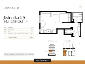 Prodej bytu 1+kk, Praha - Vinohrady, Chodská, 28 m2