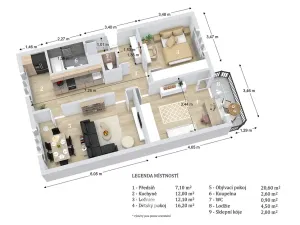 Prodej bytu 3+1, Boskovice, Komenského, 78 m2