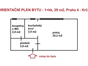 Pronájem bytu 1+kk, Praha - Krč, Lukešova, 29 m2