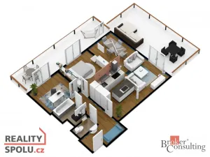 Pronájem bytu 3+kk, Praha - Řeporyje, Wiesenthalova, 76 m2