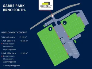 Pronájem výrobních prostor, Pohořelice, Brněnská, 11333 m2