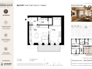 Prodej bytu 2+kk, Praha - Smíchov, Grafická, 42 m2