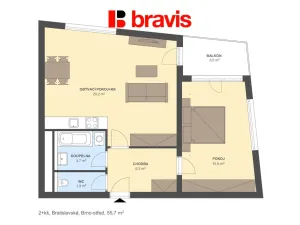 Pronájem bytu 2+kk, Brno - Zábrdovice, Bratislavská, 59 m2