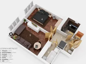 Pronájem bytu 2+1, Praha - Smíchov, Bozděchova, 47 m2