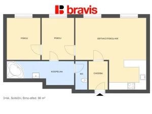 Pronájem bytu 3+kk, Brno - Brno-město, Solniční, 66 m2