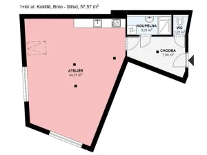 Pronájem bytu 1+kk, Brno, Koliště, 61 m2