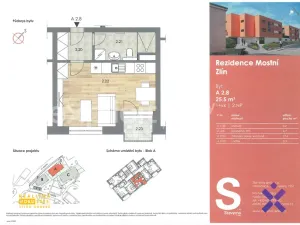 Pronájem bytu 1+kk, Zlín, Mostní, 27 m2