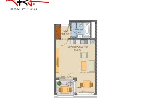 Pronájem bytu 1+kk, Praha, U Pergamenky, 38 m2