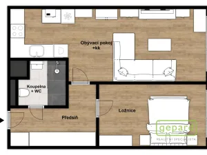 Pronájem bytu 2+kk, Praha, Augustinova, 46 m2