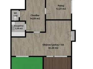 Prodej bytu 2+kk, Hradec Králové, Meruňková, 56 m2