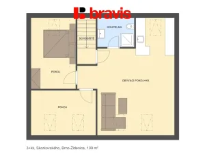 Pronájem bytu 3+kk, Brno - Židenice, Skorkovského, 109 m2