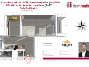 Pronájem bytu 2+1, České Budějovice - České Budějovice 2, M. Horákové, 52 m2